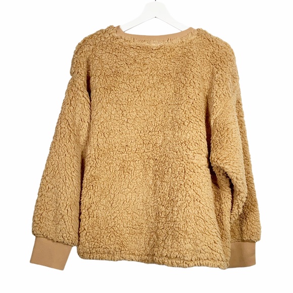 H&M | Faux Sherpa Sweater | Tan | Size Large - Picture 2 of 5
